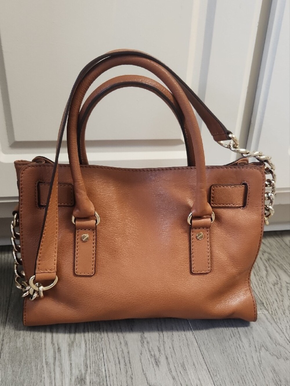 Michael Kors Cognac Leather Satchel with Gold Hardware - Picture 5 of 11